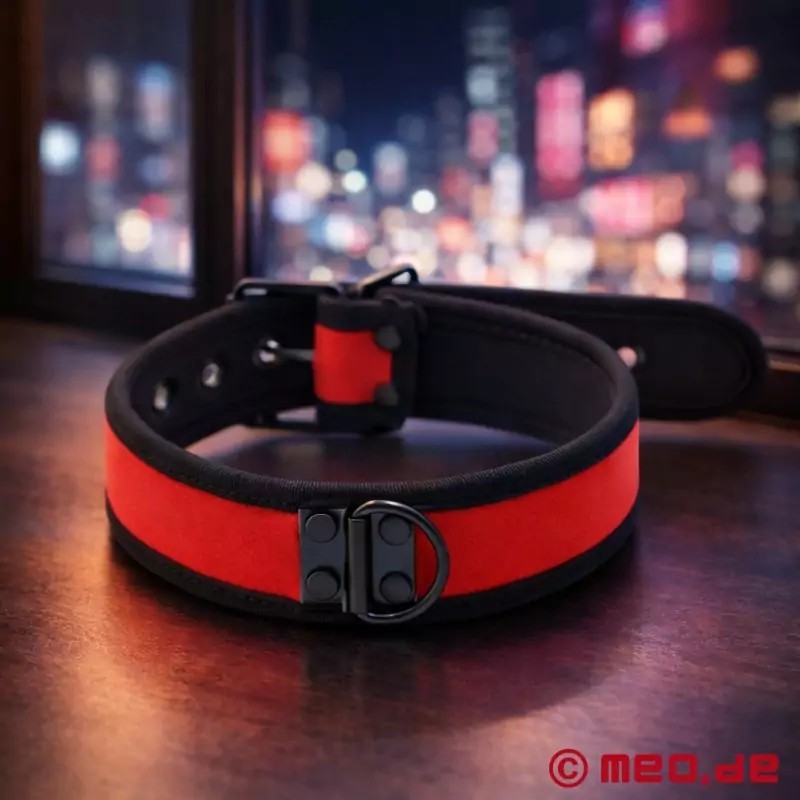 Collier rouge BDSM en néoprène