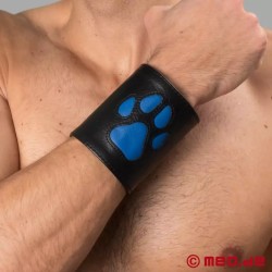 Manchette Puppy en cuir avec pattes – noir/bleu