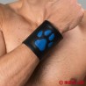 Manchette Puppy en cuir avec pattes – noir/bleu
