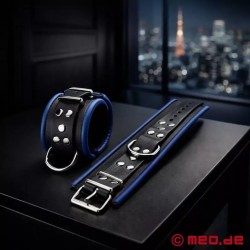 Menottes de bondage en cuir noir bleu
