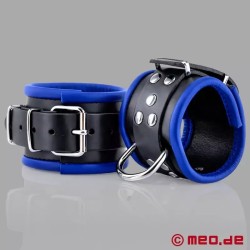 Menottes de bondage en cuir noir bleu