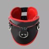 Collier postural BDSM en cuir – noir/rouge