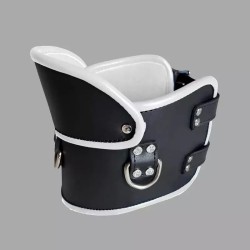 Collier postural BDSM en cuir – noir/blanc
