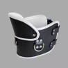 Collier postural BDSM en cuir – noir/blanc