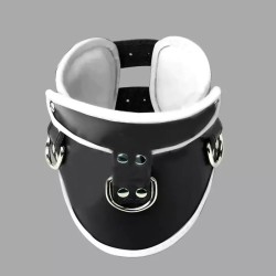 Collier postural BDSM en cuir – noir/blanc