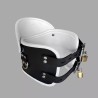 Collier postural BDSM en cuir – noir/blanc