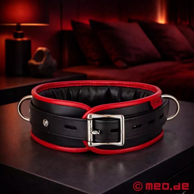Collier en cuir – noir/rouge - Amsterdam