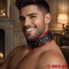 Collier en cuir – noir/rouge - Amsterdam