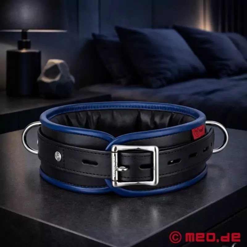 Collier en cuir – noir/bleu - Amsterdam