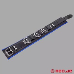 Collier de bondage en cuir noir / bleu