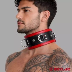 Collier de bondage en cuir noir / rouge