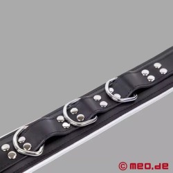 Collier de bondage en cuir noir / blanc