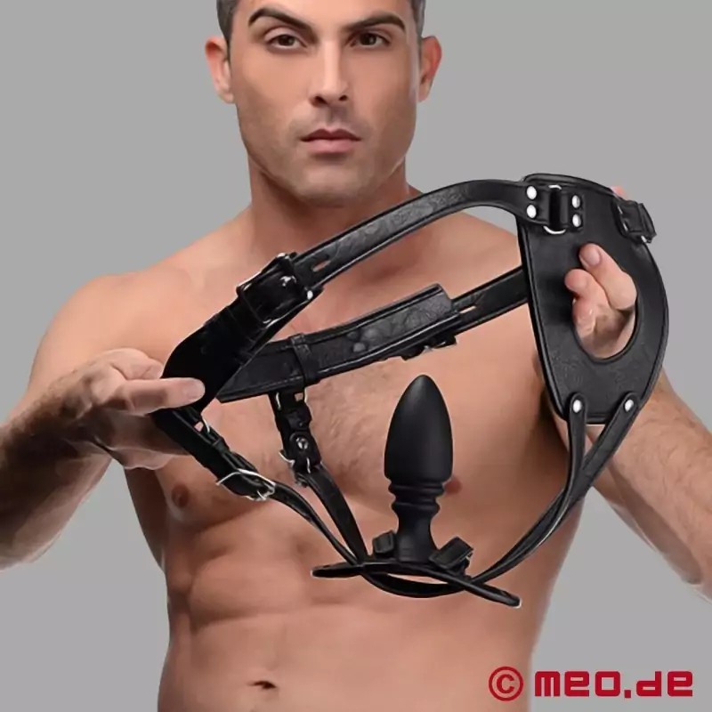 Harnais pour plug anal avec anneau pénien