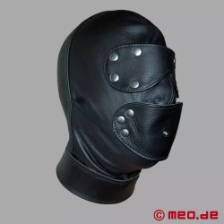Cagoule en cuir avec bâillon