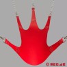 Sling de fisting rouge en cuir avec une suspension à 5 points