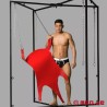 Sling de fisting rouge en cuir avec une suspension à 5 points