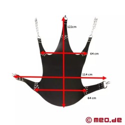 Sling de fisting noir en cuir avec une suspension à 5 points