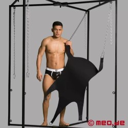 Sling de fisting noir en cuir avec une suspension à 5 points