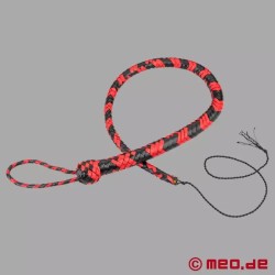 Fouet Single Tail en cuir noir / rouge de luxe