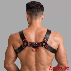 Harnais en cuir - Fetish Gear - Noir Rouge