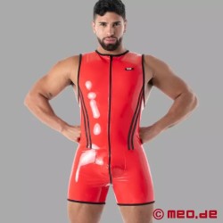 Latex Full Zip Body rouge - SecondSkin