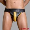 Jockstrap en cuir noir / jaune