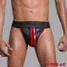 Jockstrap en cuir noir / rouge