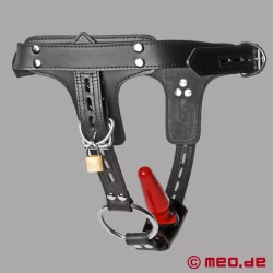 Harnais BDSM pour gode et plug anal - cuir premium