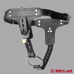 Harnais BDSM pour gode et plug anal - cuir premium