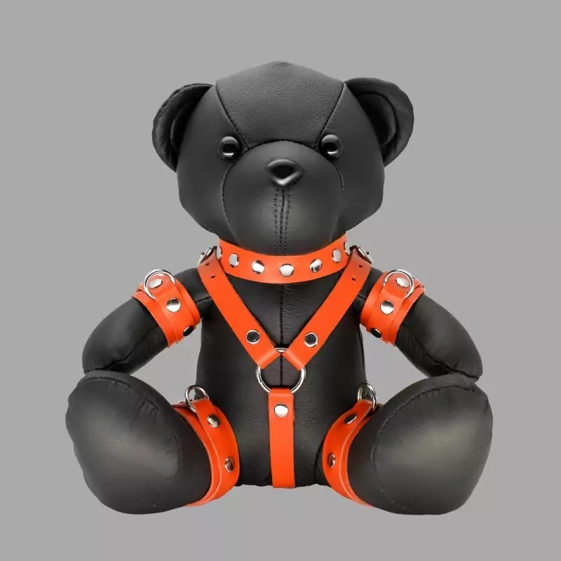 Orange Ollie - Ours en peluche BDSM en cuir