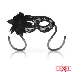 Masque dentelle et fleur noir