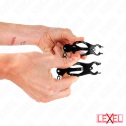 Pinces noires trèfle japonaises avec chaine - KINK
