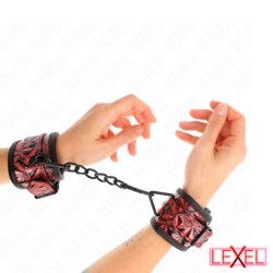 Bracelets cuir noir motif brillants rouges