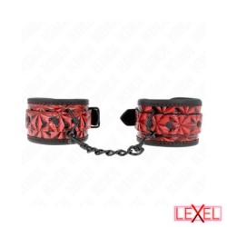 Bracelets cuir noir motif brillants rouges