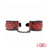 Bracelets cuir noir motif brillants rouges