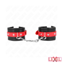 Bracelets cuir noir avec bande rouge