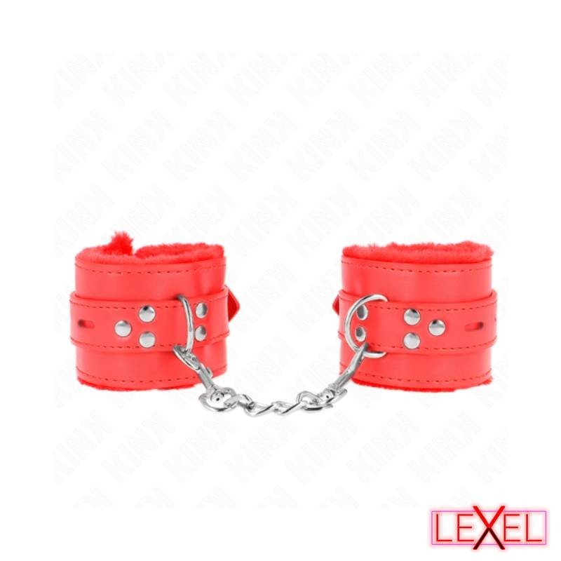 Bracelets rouges doublés fourrure