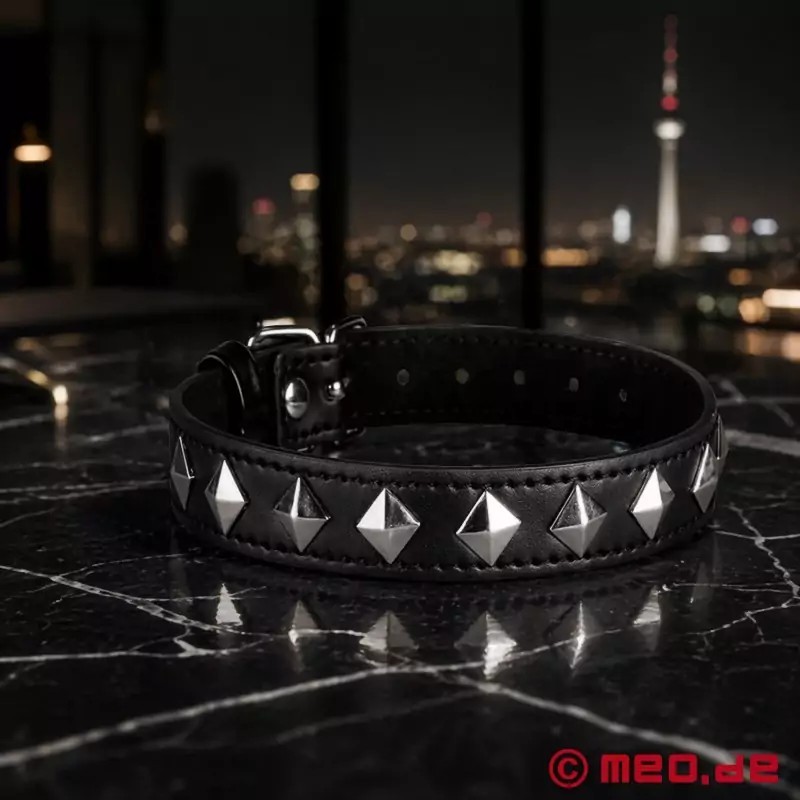Collier bondage en cuir avec clous SilverStud