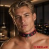 Collier bondage en cuir avec clous noir rouge SilverStud de Meo