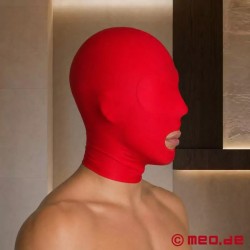 Masque BDSM rouge - masque en spandex avec ouverture de la bouche