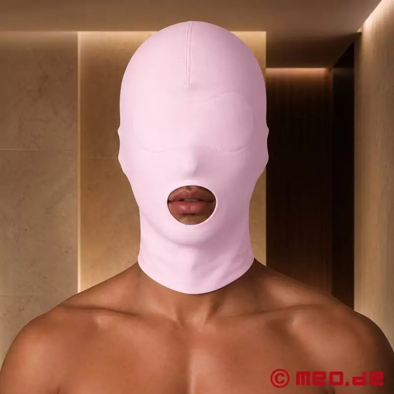 Masque rose en spandex avec ouverture de bouche