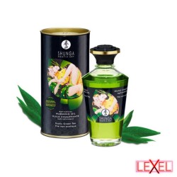 Huile de massage effet chaud Thé vert BIO Shunga