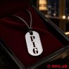 Collier PIG en cuir avec pendentif en acier Kink Fetish Tag