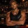 Collier SIR en cuir avec pendentif en acier Kink Fetish Tag
