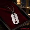 Collier SIR en cuir avec pendentif en acier Kink Fetish Tag