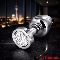 Plug anal argenté de luxe à cristal - Diamant Star