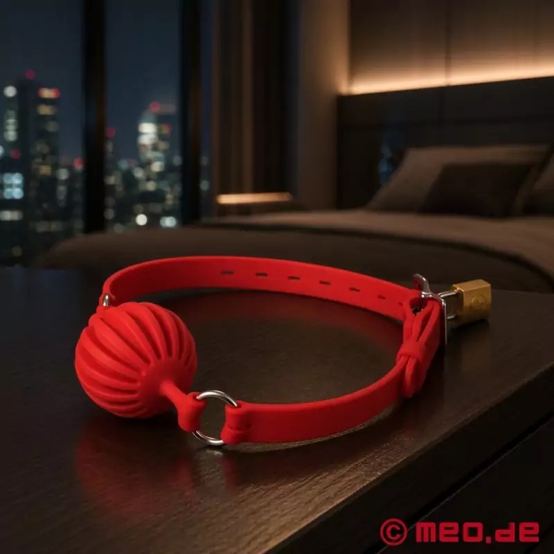 Bâillon-boule rouge en silicone verrouillable GAGLOCK