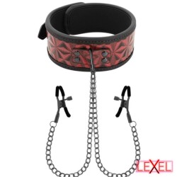 Collier Premium Doublé Edition rouge avec pinces Begme