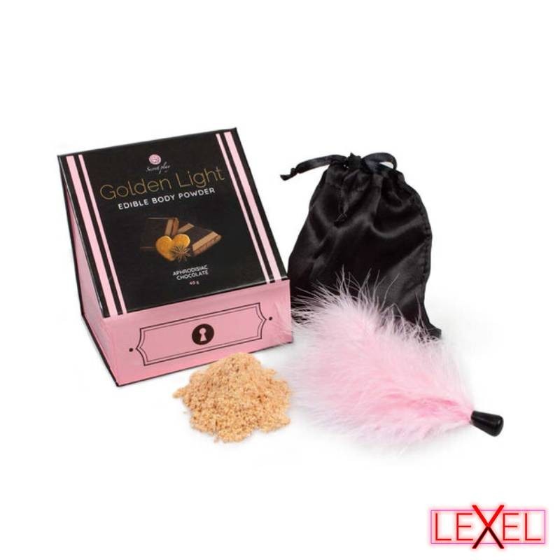Poudre comestible chocolat aphrodisiaque et plume Secretplay
