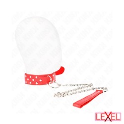 Collier rouge à rivets avec laisse Kink